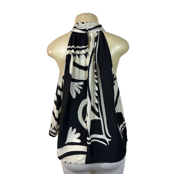 Mango Women's Black and White Halter Blouse Sz 4 (Eu 36) - NWT - Picture 4 of 10